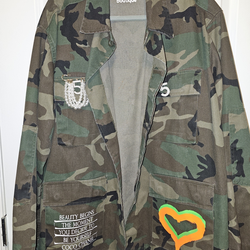 Camouflage Utility Jacket With Embellishments - image 1